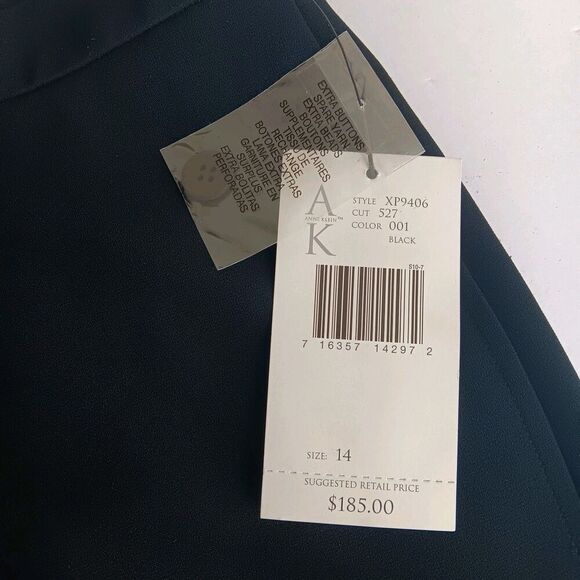 NWT Anne Klein Size 14 Retro Black Pleated High-Waist Loose-Leg Dress Slacks - Picture 5 of 9